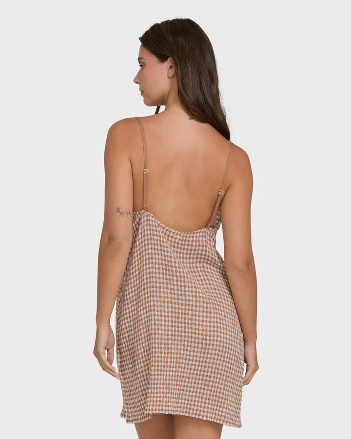 Billabong Women’s Summer Love Check Mini Dress - Sugar Almond 1