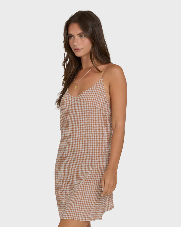 Billabong Women’s Summer Love Check Mini Dress - Sugar Almond 2