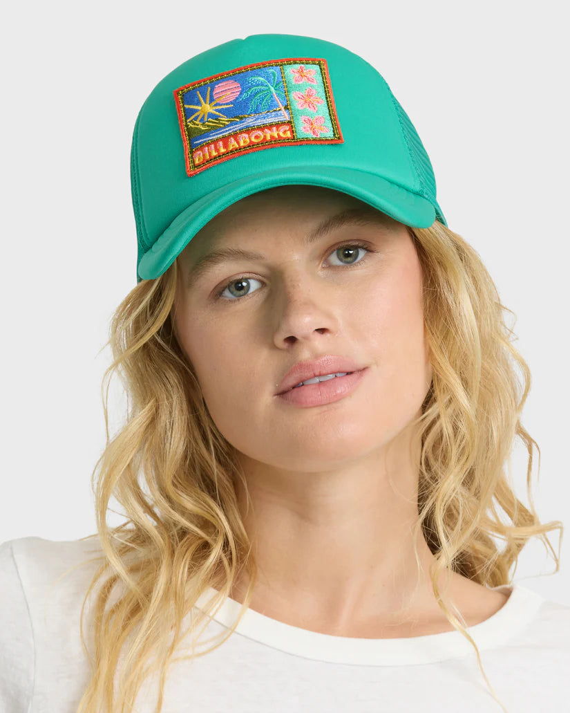 Billabong Women's Grandpa Trucker Hat - Green Tropics 
