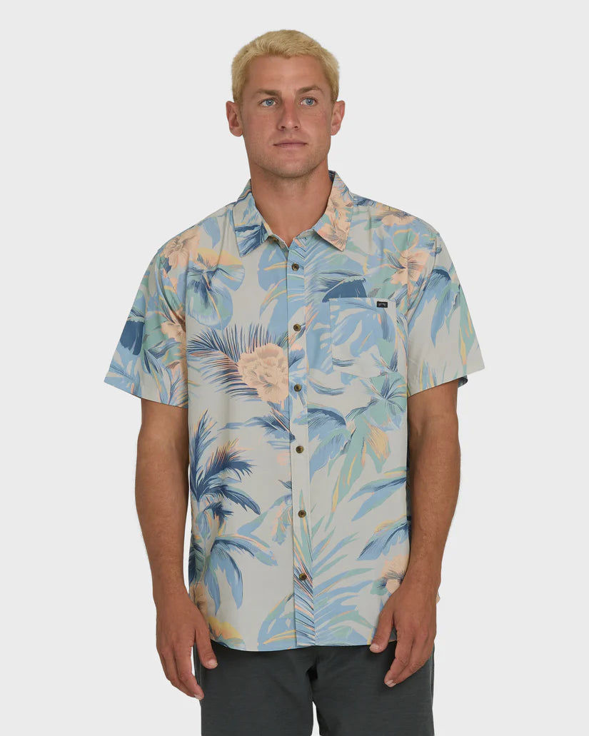 Billabong Men's Sundays Lounge SS Woven Shirt - Blue Horizon