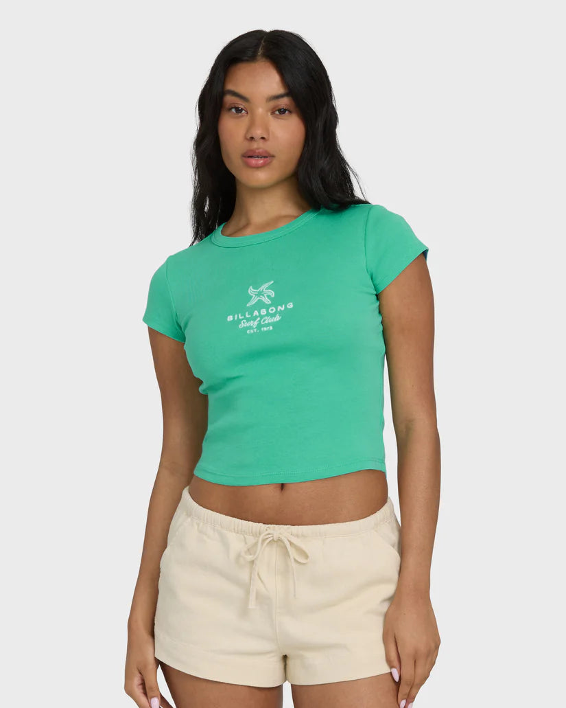 Billabong Women’s Summer Icons Knit TShirt - Green Tropics 