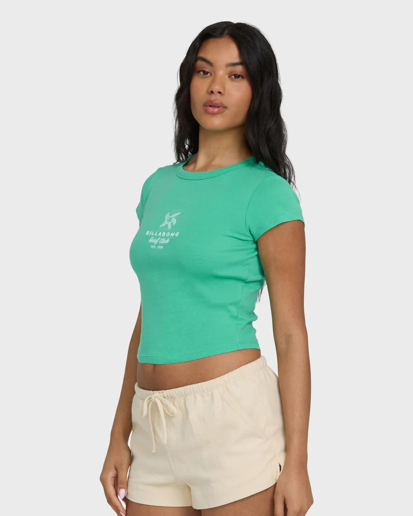 Billabong Women’s Summer Icons Knit TShirt - Green Tropics 1