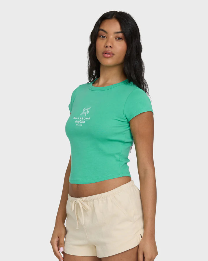 Billabong Women’s Summer Icons Knit TShirt - Green Tropics 1