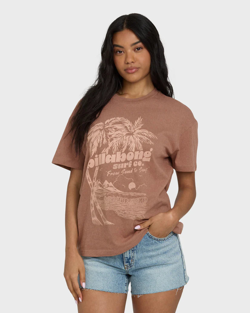 Billabong Women’s Sand To Surf Graphic Tee - Brown Stone 