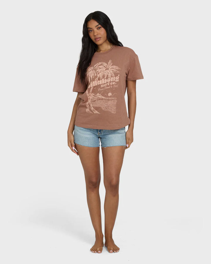 Billabong Women’s Sand To Surf Graphic Tee - Brown Stone 3