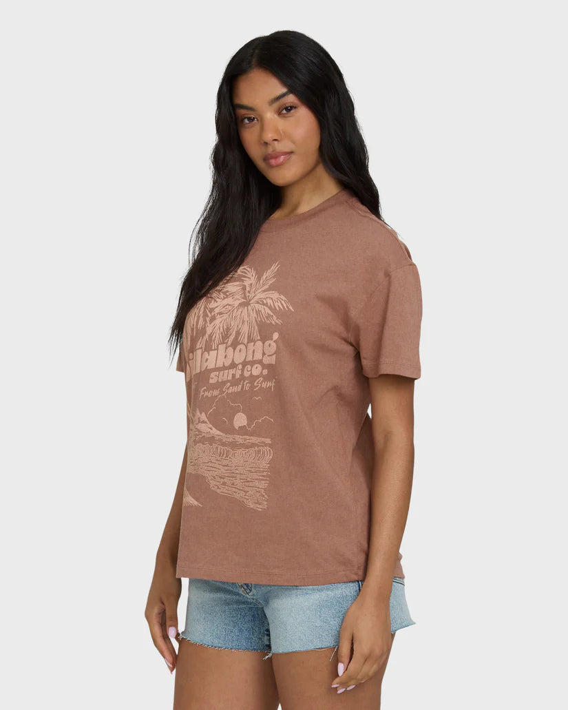 Billabong Women’s Sand To Surf Graphic Tee - Brown Stone 1
