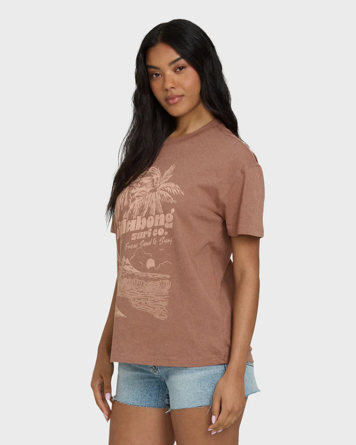 Billabong Women’s Sand To Surf Graphic Tee - Brown Stone 1