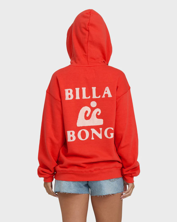 Billabong Women’s Surfing In Town Hoodie - Fiesta Red 2