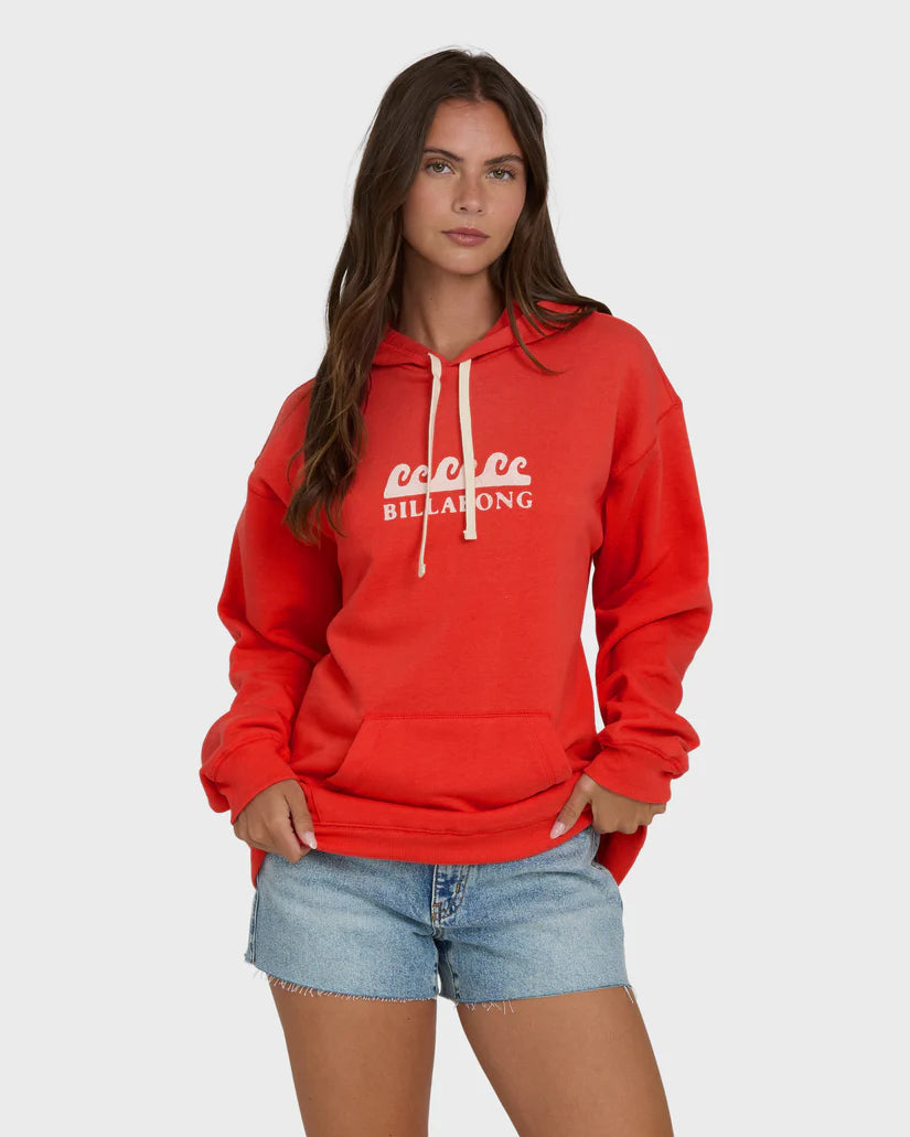 Billabong Women’s Surfing In Town Hoodie - Fiesta Red 1