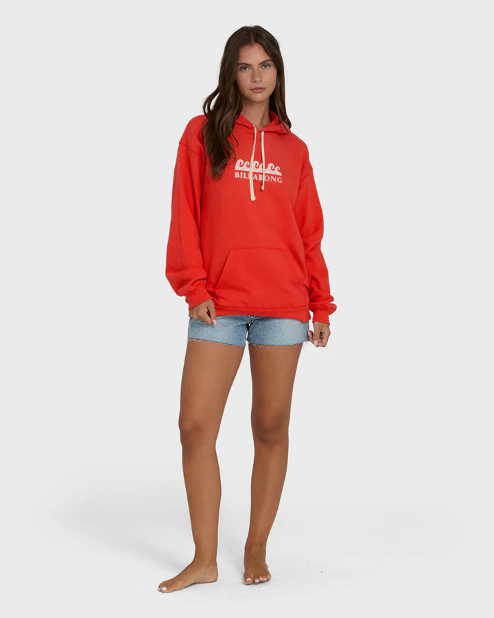 Billabong Women’s Surfing In Town Hoodie - Fiesta Red 4