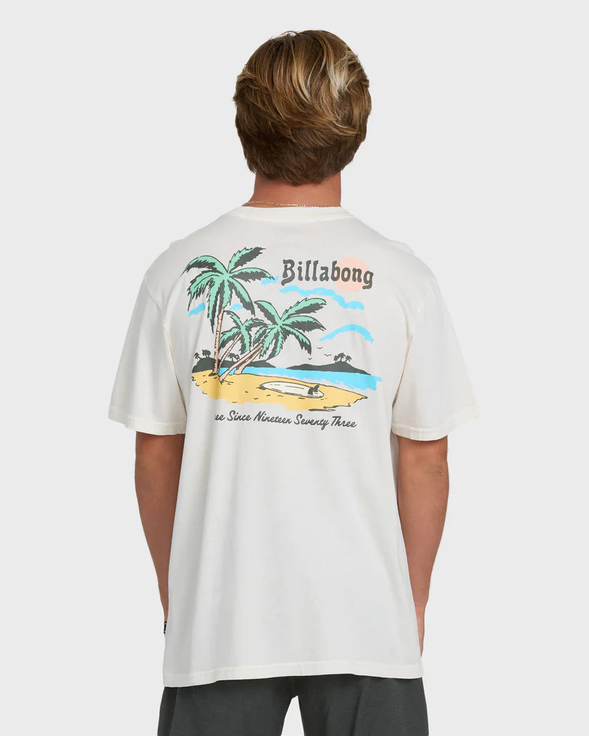 Billabong Men’s Loner Wave Wash Premium Tee - Off White 1