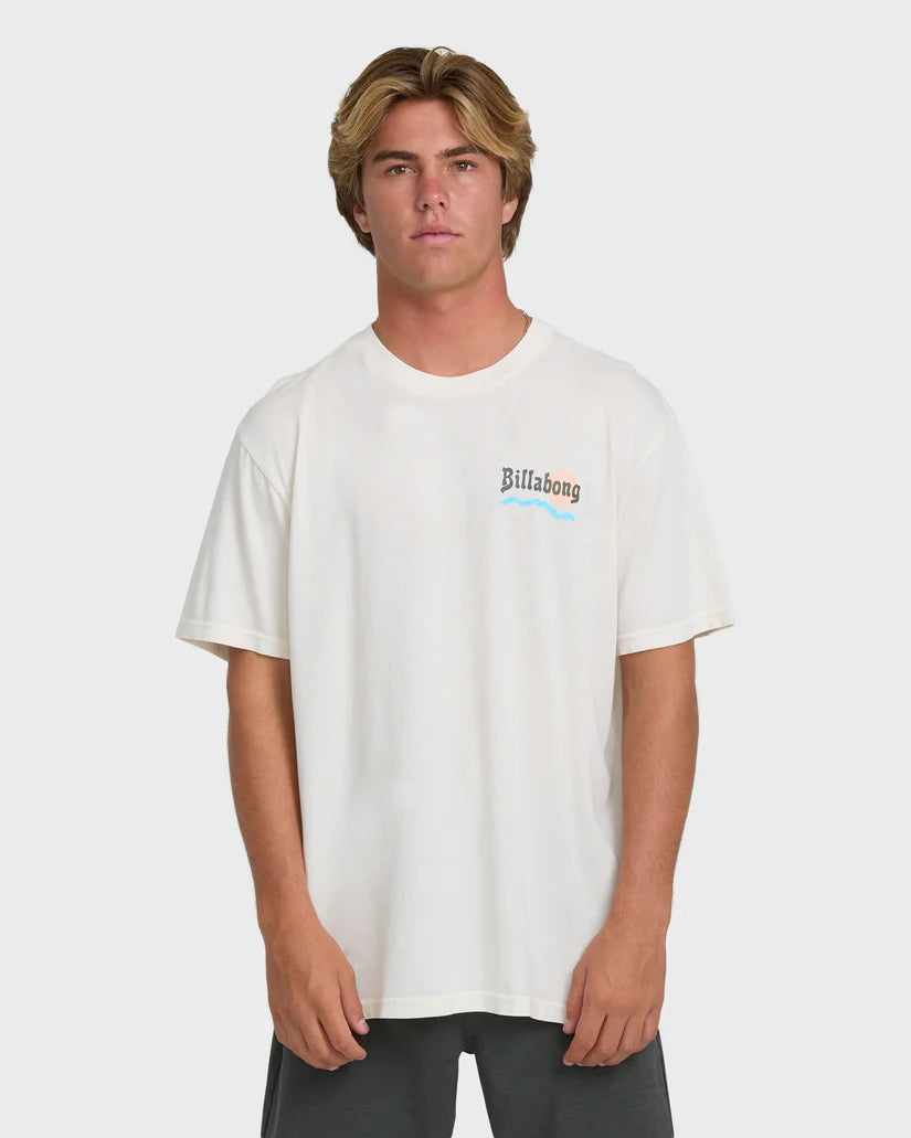 Billabong Men’s Loner Wave Wash Premium Tee - Off White