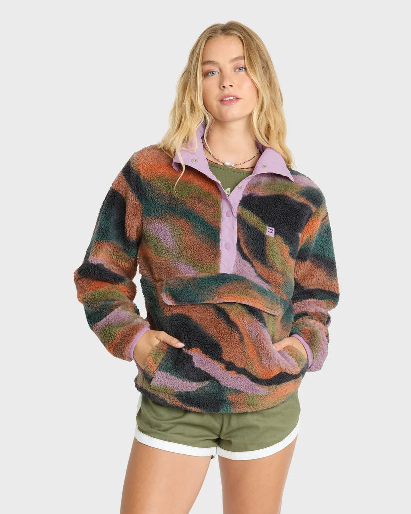 Billabong Women's Switchback Sherpa Pullover - Black Multi
