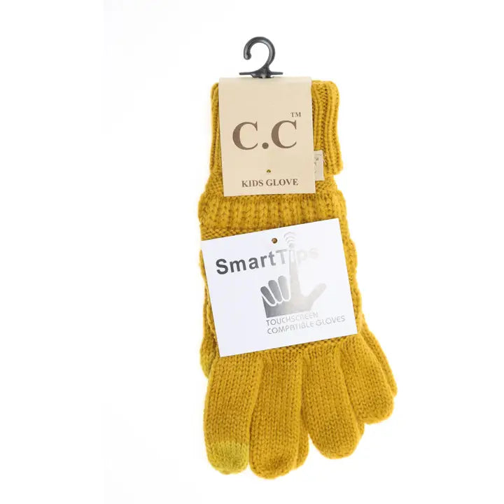 CC Kids Solid Cable Knit Glove Mustard