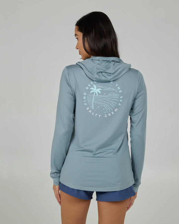 Salty Crew Women’s Fireworks Sunshirt Hoodie - Stormy Gray 1