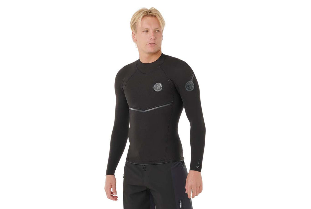 Rip Curl E-Bomb 1.5mm Wetsuit Jacket Black - model front view
