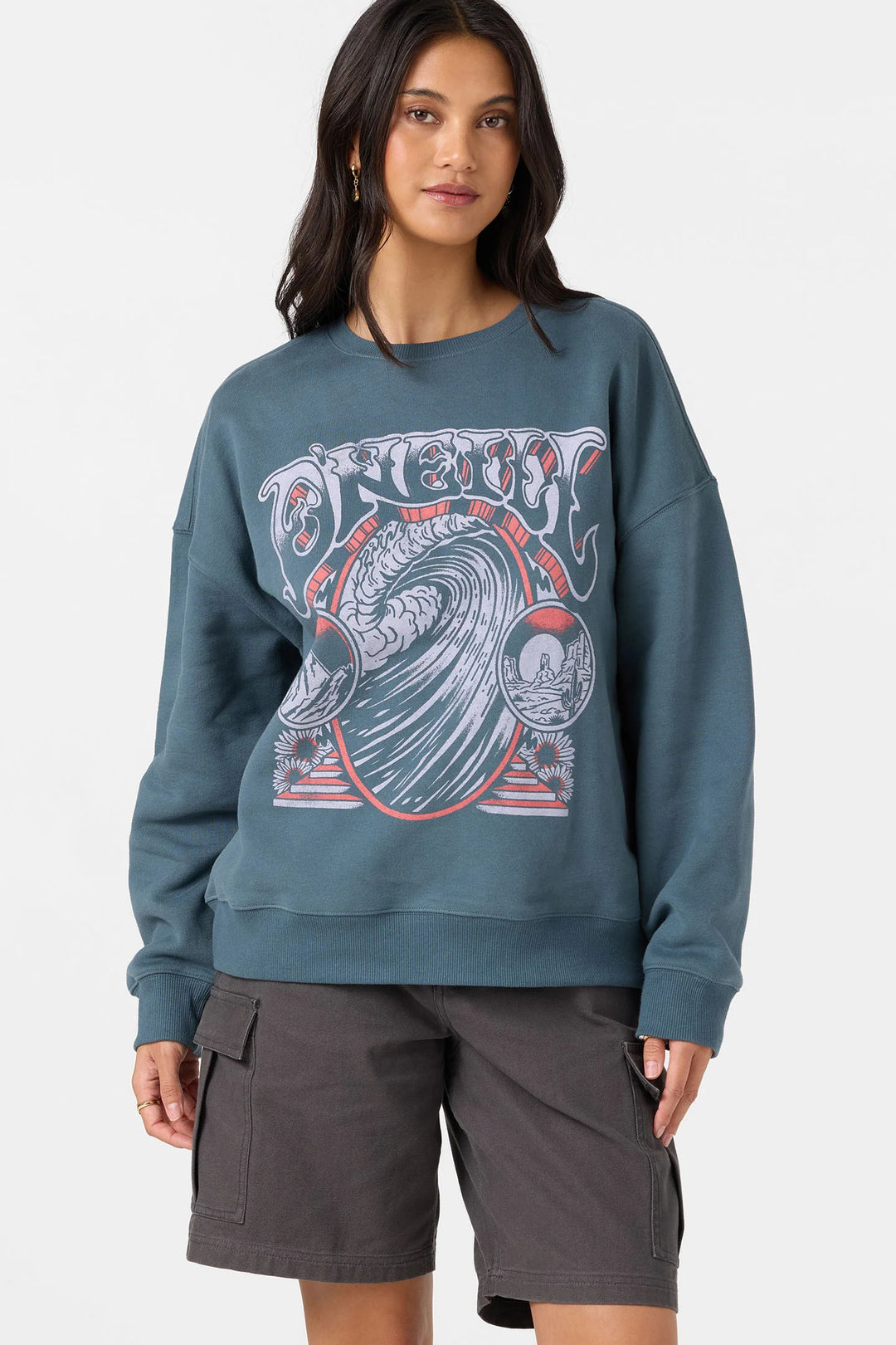 O'Neill Women's Psych'd Oversized Crew - Dark Slate 