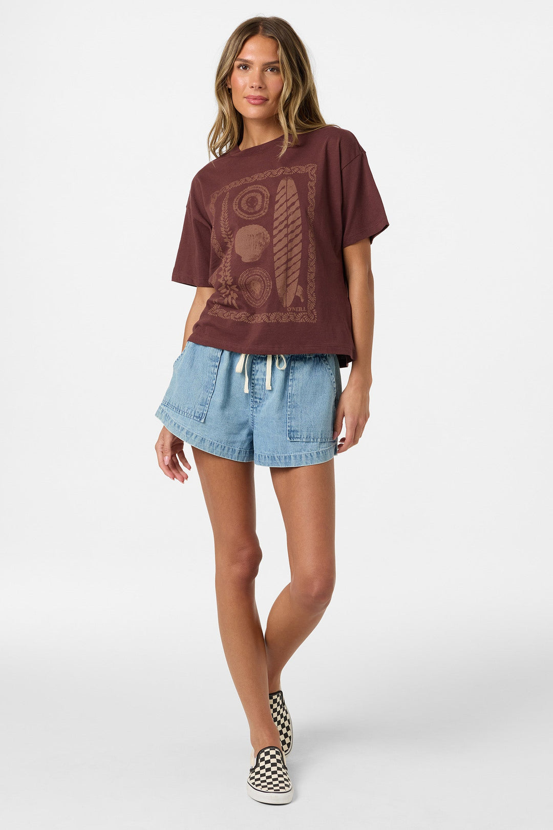 O'Neill Women's Calico Easy Tee in Chocolate - front view