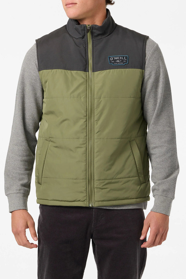 Oneill Men’s Vista Quilted Vest Jacket - Clover 1