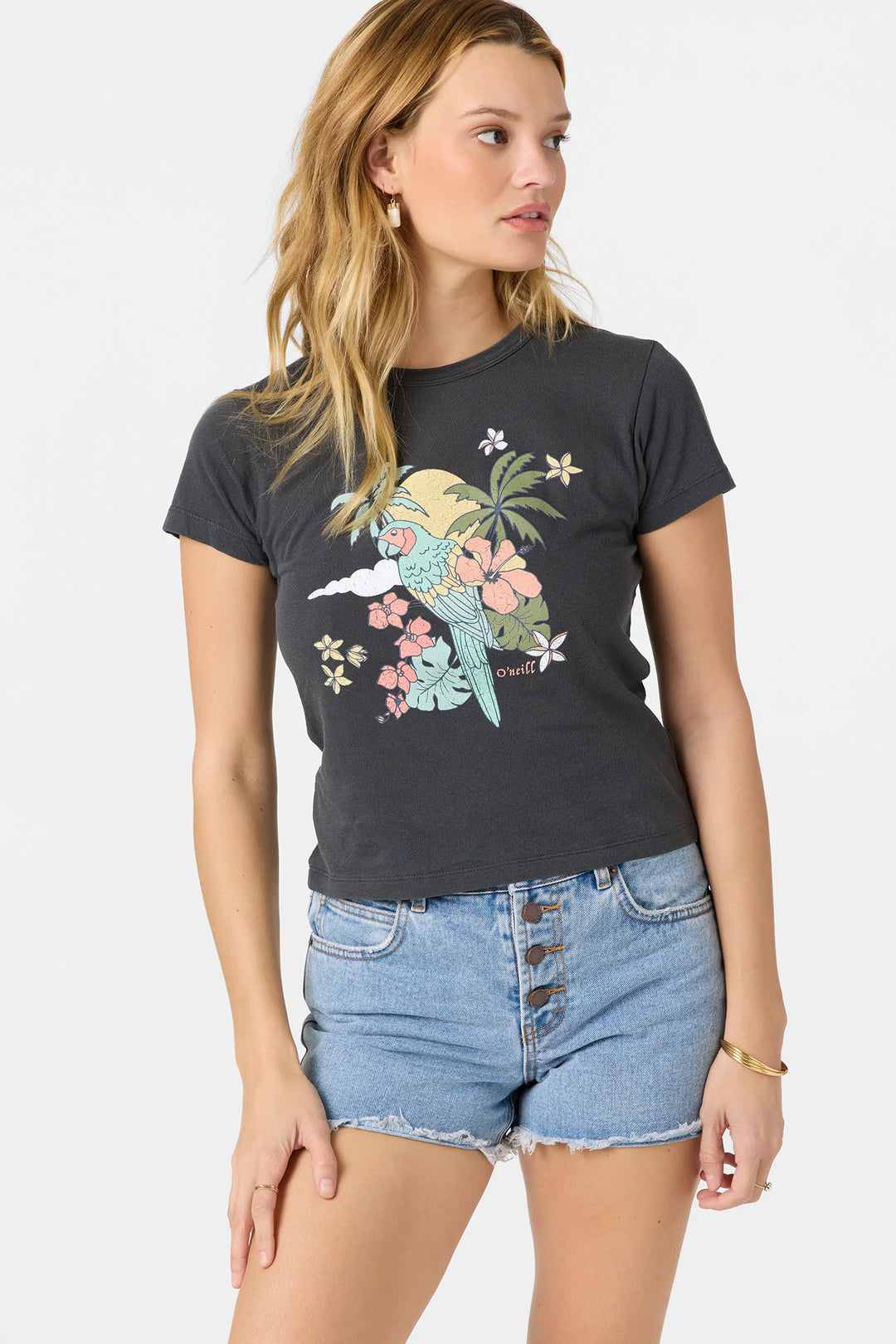 Oneill Women’s Parrot Drift Tee - Washed Black 4