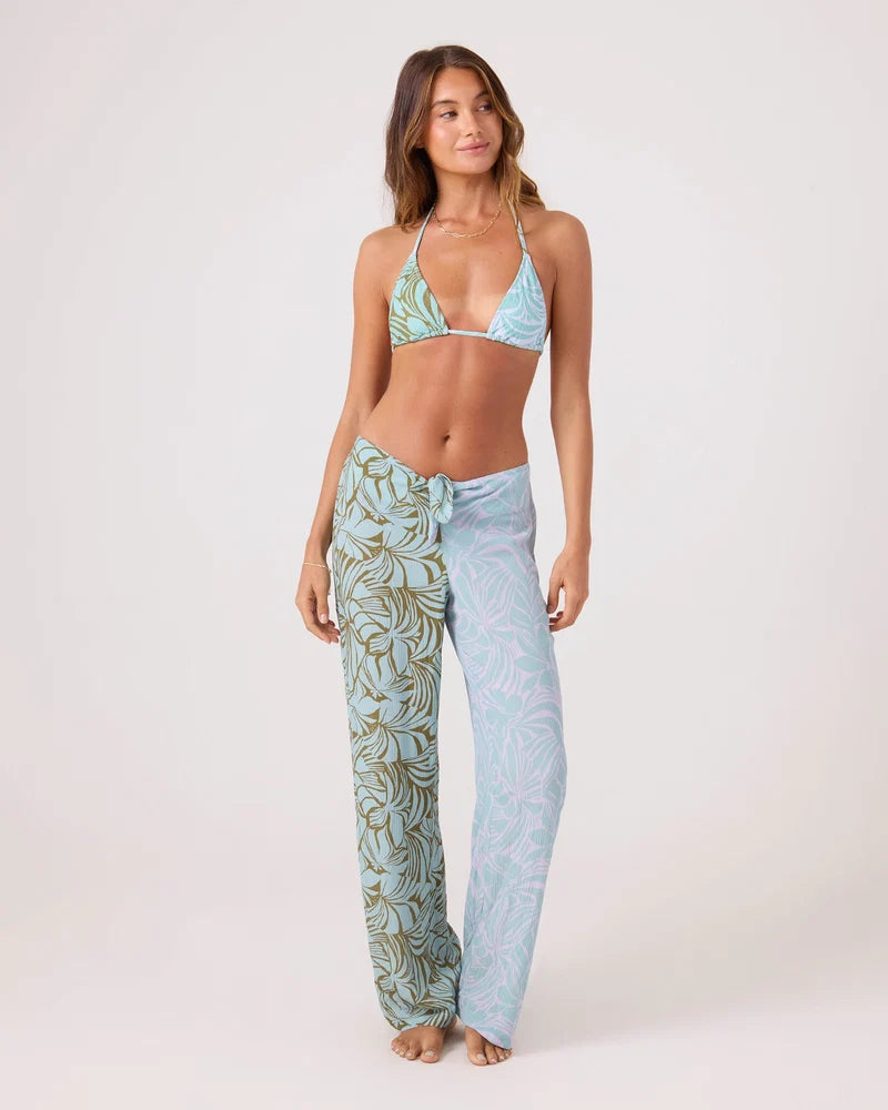 Roxy Sea Bloom Tie Front Pant - Aqua Mult 