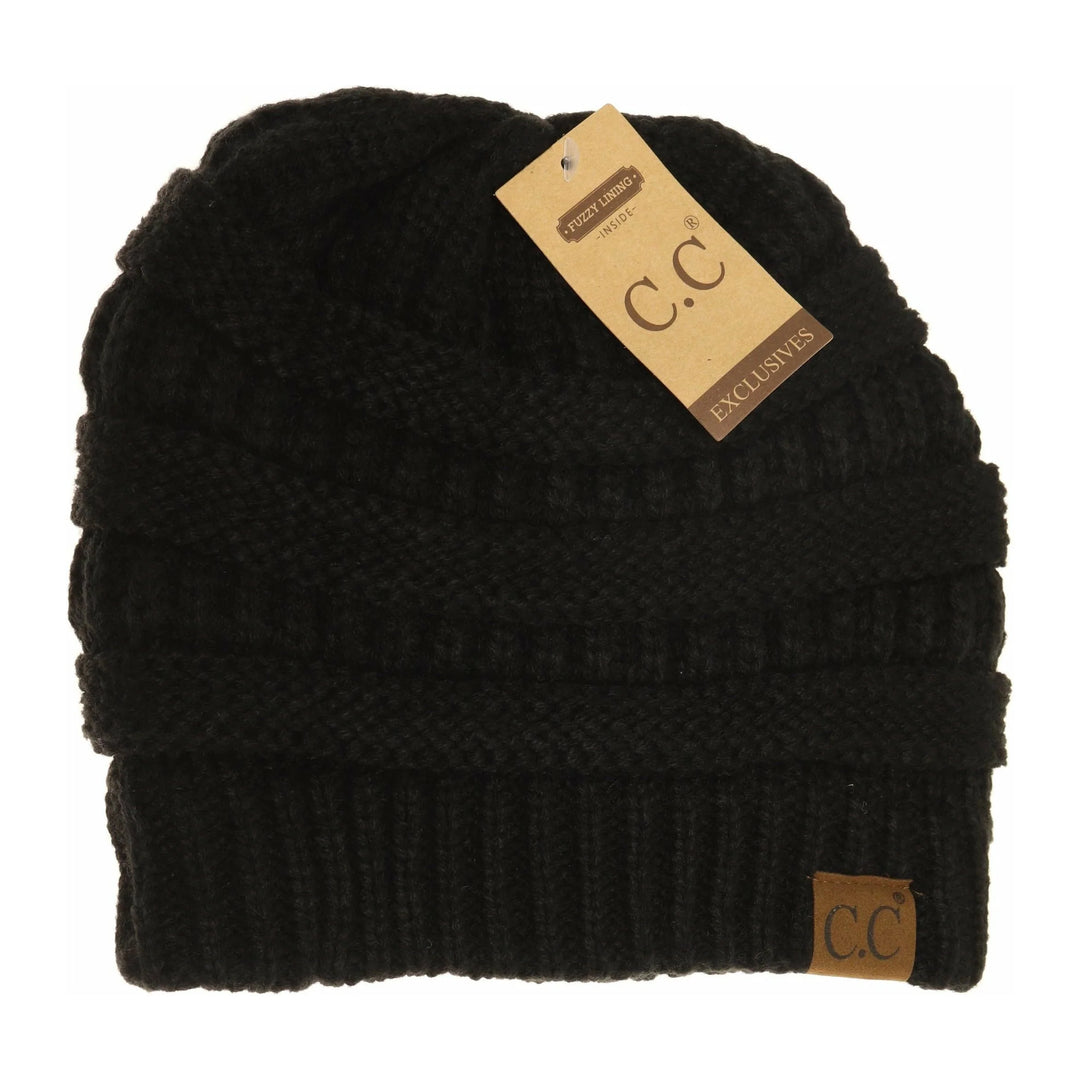 C.C Classic Fuzzy Lined Beanie Black pic 3 | SoHa Surf Shop