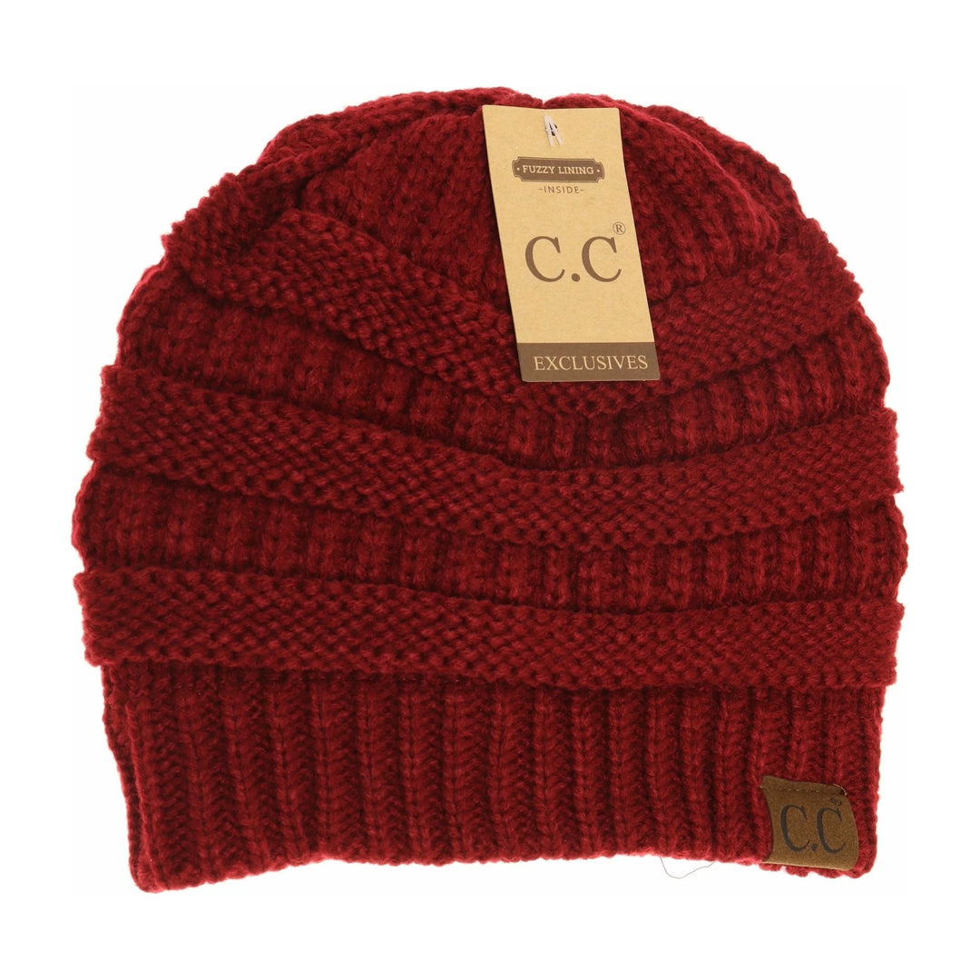 C.C Classic Fuzzy Lined Beanie Burgundy pic 5 | SoHa Surf Shop