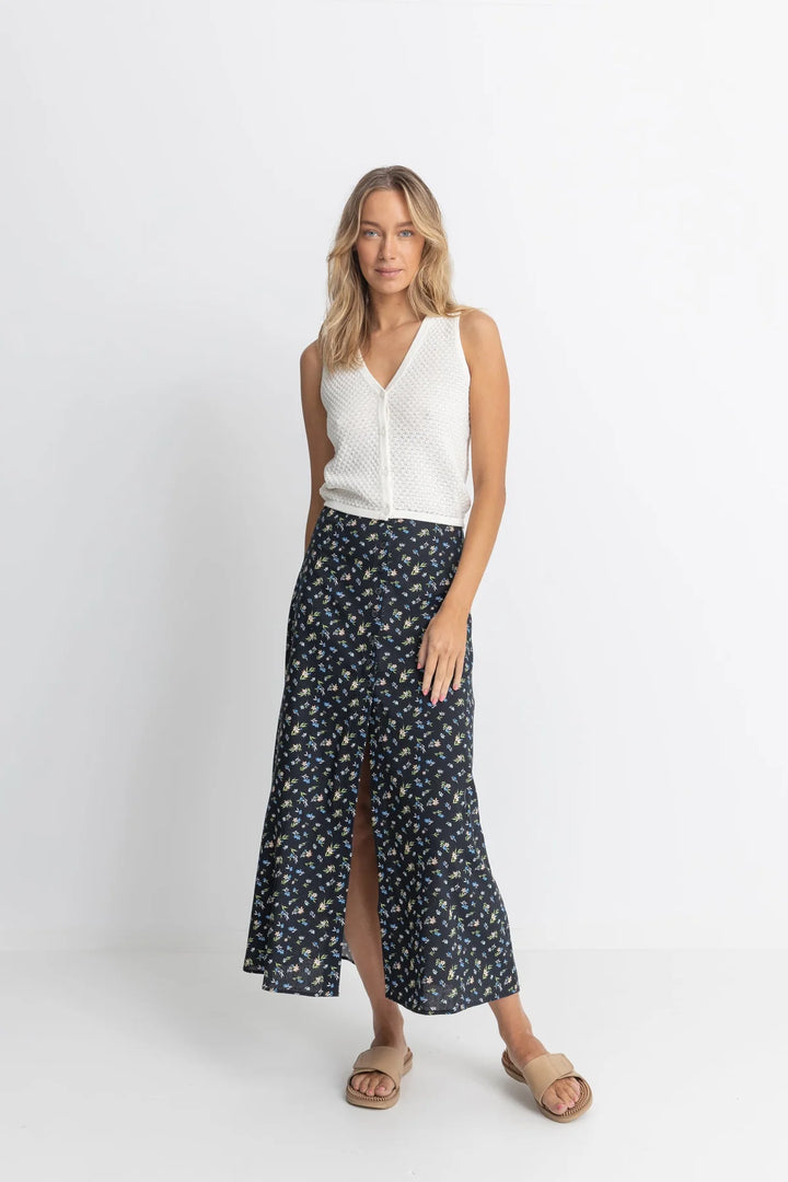 Rhythm Women's Fleur Floral Button Front Maxi Skirt