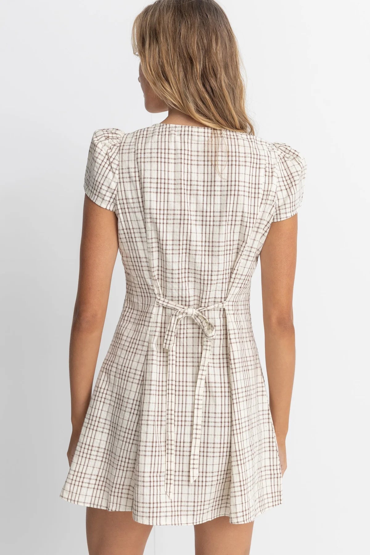 Rhythm Women's Rumi Check Cap Sleeve Mini Dress