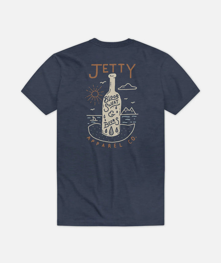 Jetty Men’s Blood Sweat & Beers Tee - Navy 