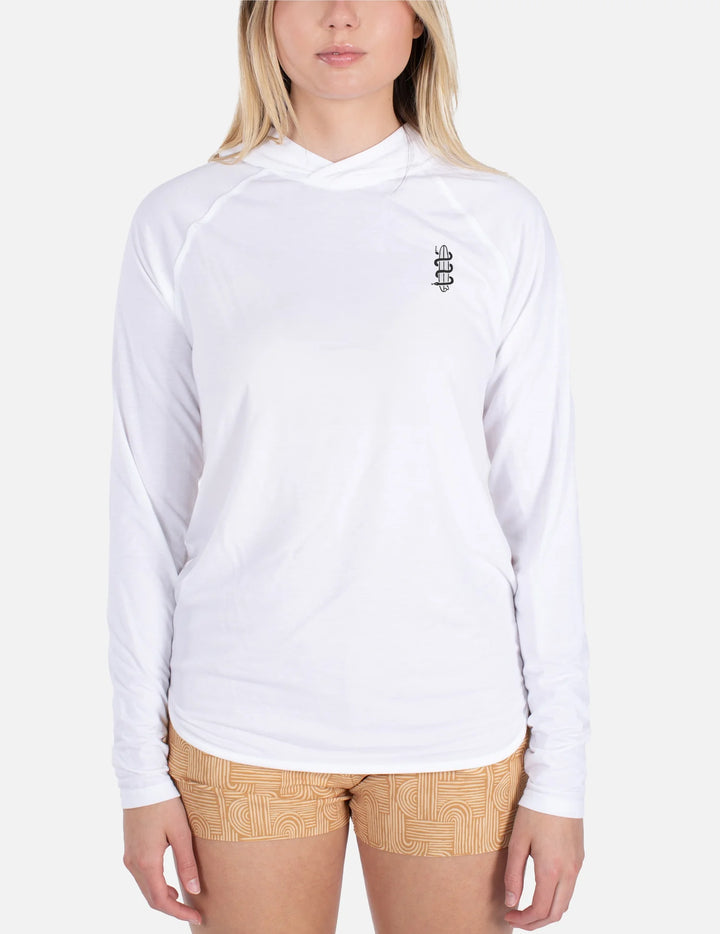 Jetty Women's Wavesnake Hooded UV Long Sleeve White 1
