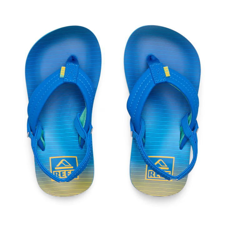 Reef Boys Little Ahi Sandal Blue Fade Stripe Lifestyle View