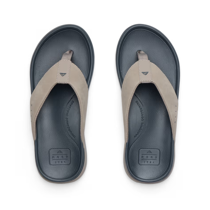 Reef Mens Cushion Norte Sandal Dark Grey Tan Strap Detail