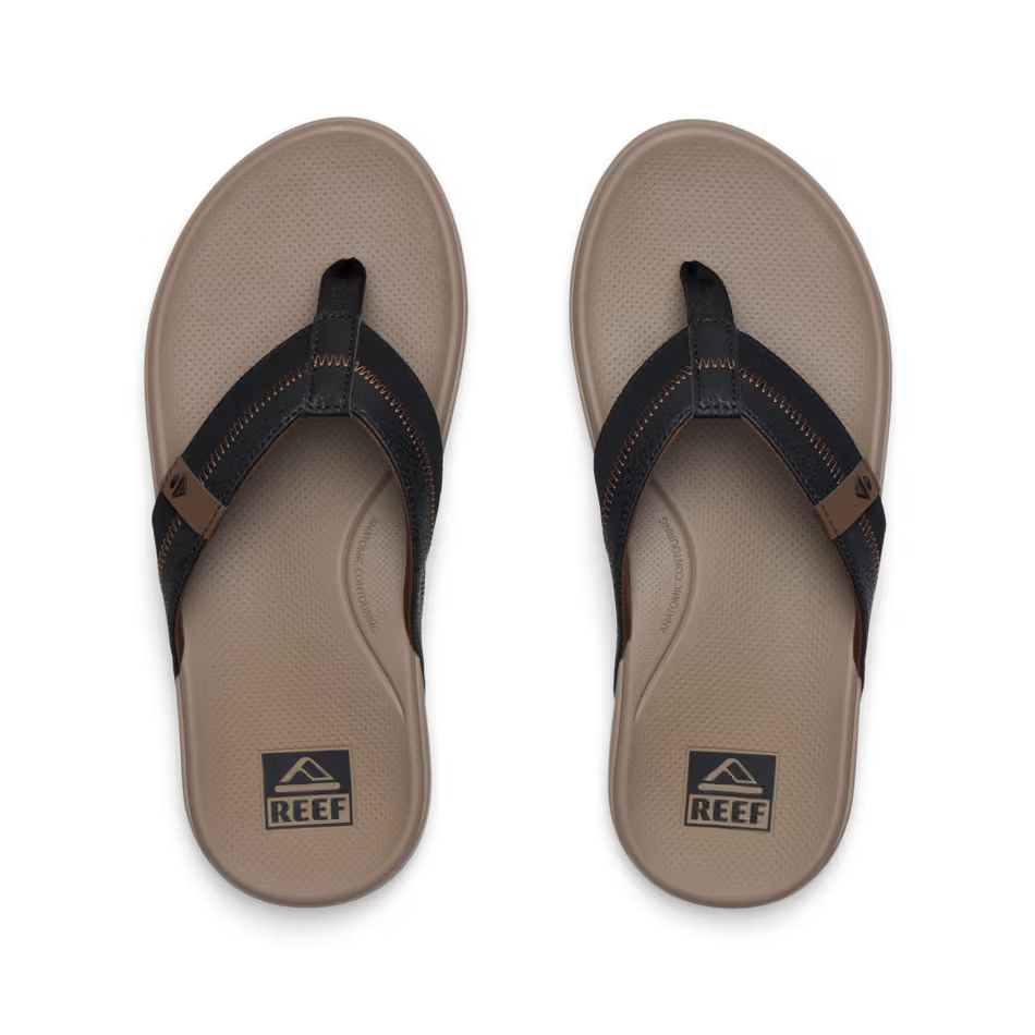 Reef Mens Cushion Phantom 2.0 Sandal Tan Black Tan Lifestyle View