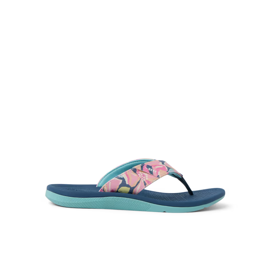 Reef Girls Santa Ana Kids Sandal Navy Aqua Multi Side Angle