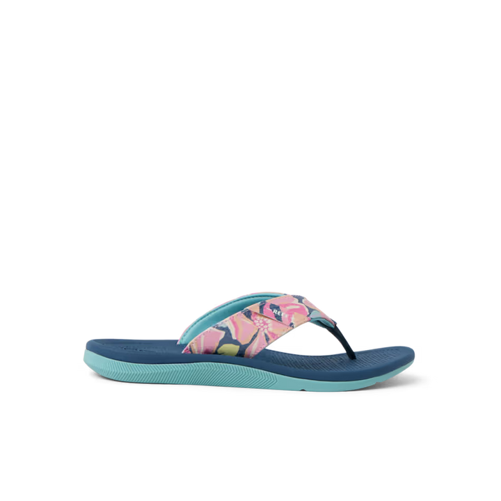 Reef Girls Santa Ana Kids Sandal Navy Aqua Multi Side Angle