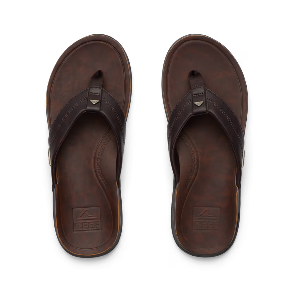 Reef Mens Leather Offshore Sandal Dark Brown Strap Detail