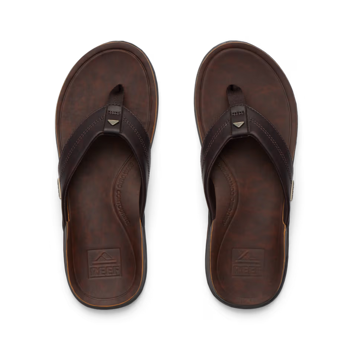 Reef Mens Leather Offshore Sandal Dark Brown Strap Detail