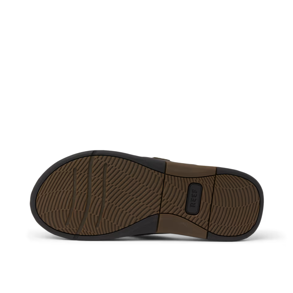 Reef Mens Leather Offshore Sandal Dark Brown Outsole View