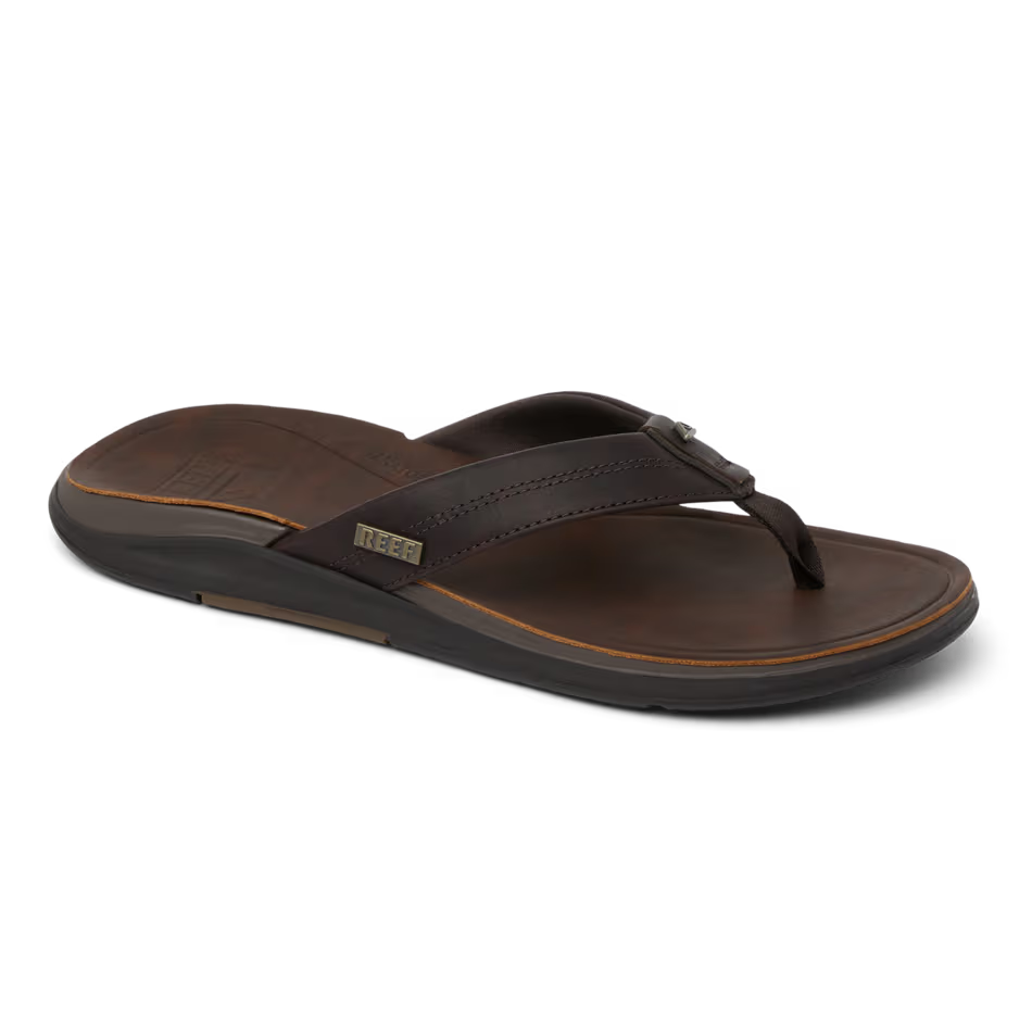 Reef Mens Leather Offshore Sandal Dark Brown Primary Product View