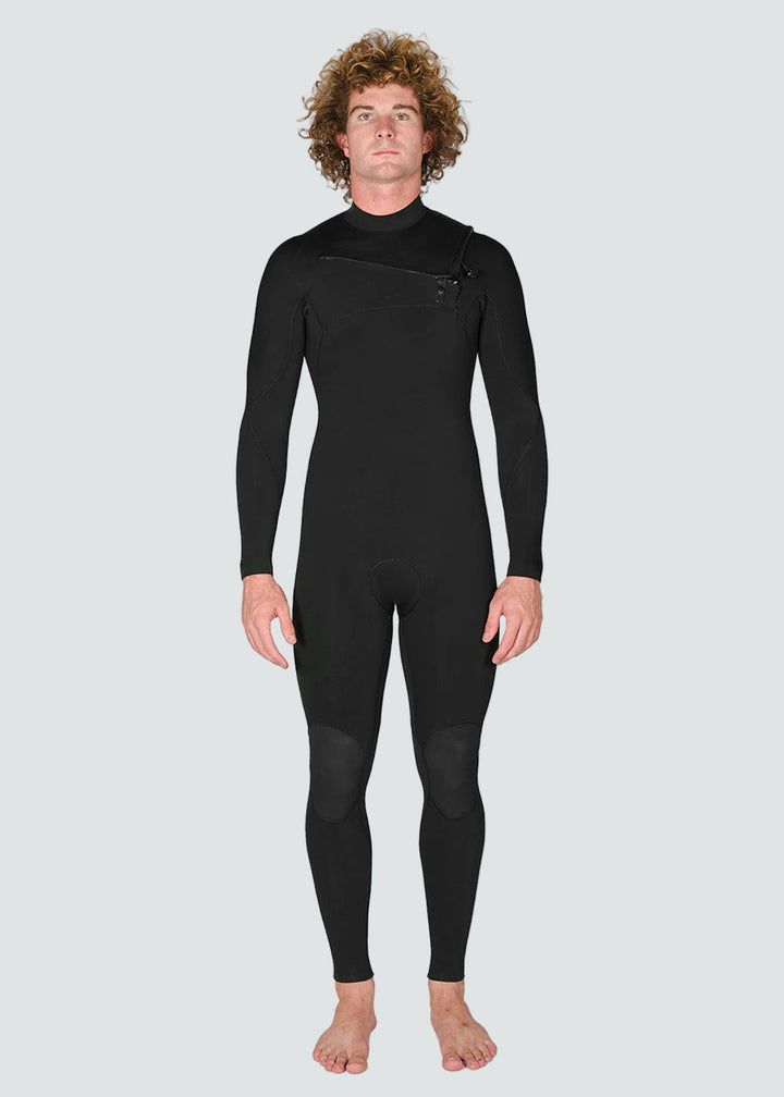 Vissla 7 Seas 4/3 Full Chest Zip Wetsuit - Black - front view
