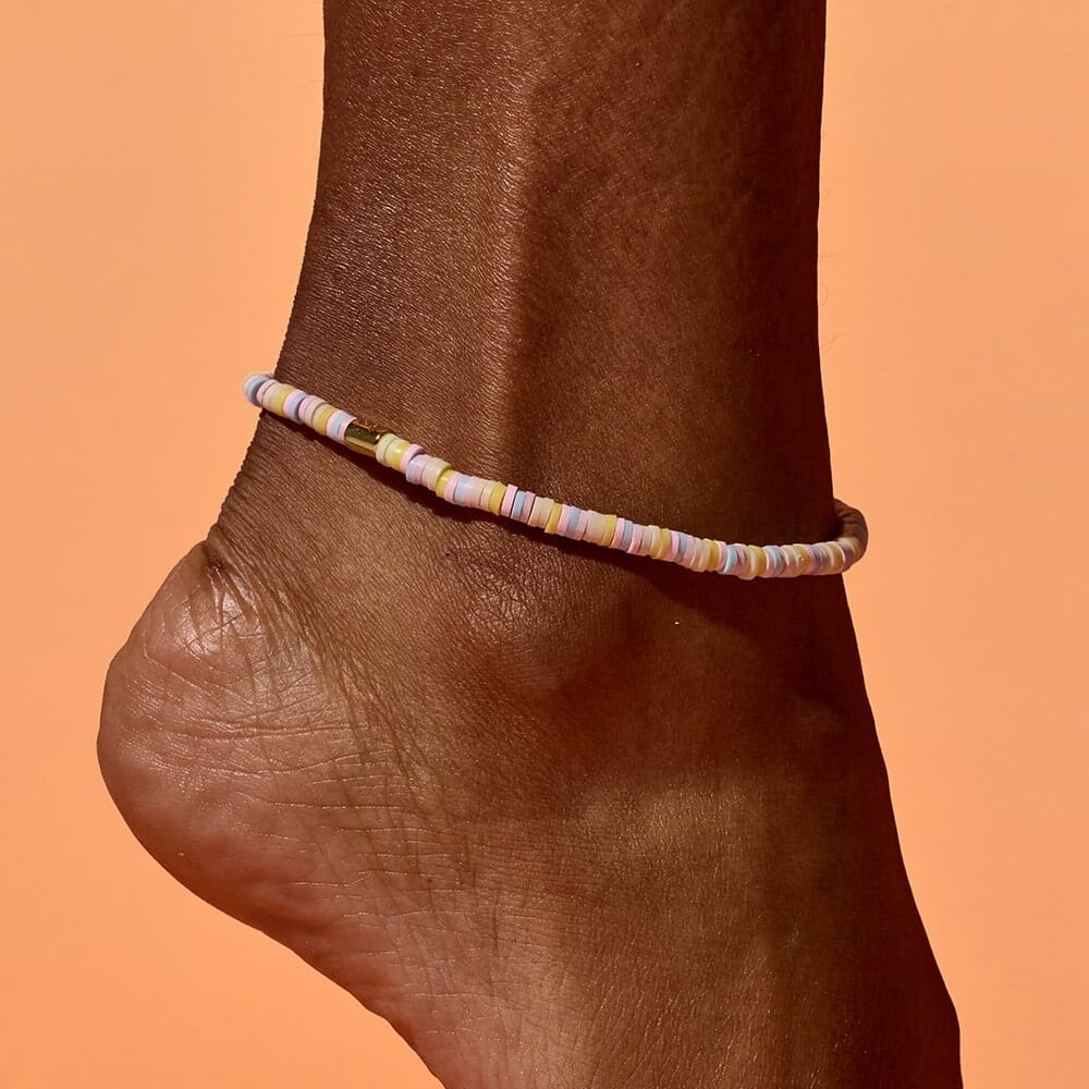 Pura Vida Nassau Seascape Vinyl Disc Anklet