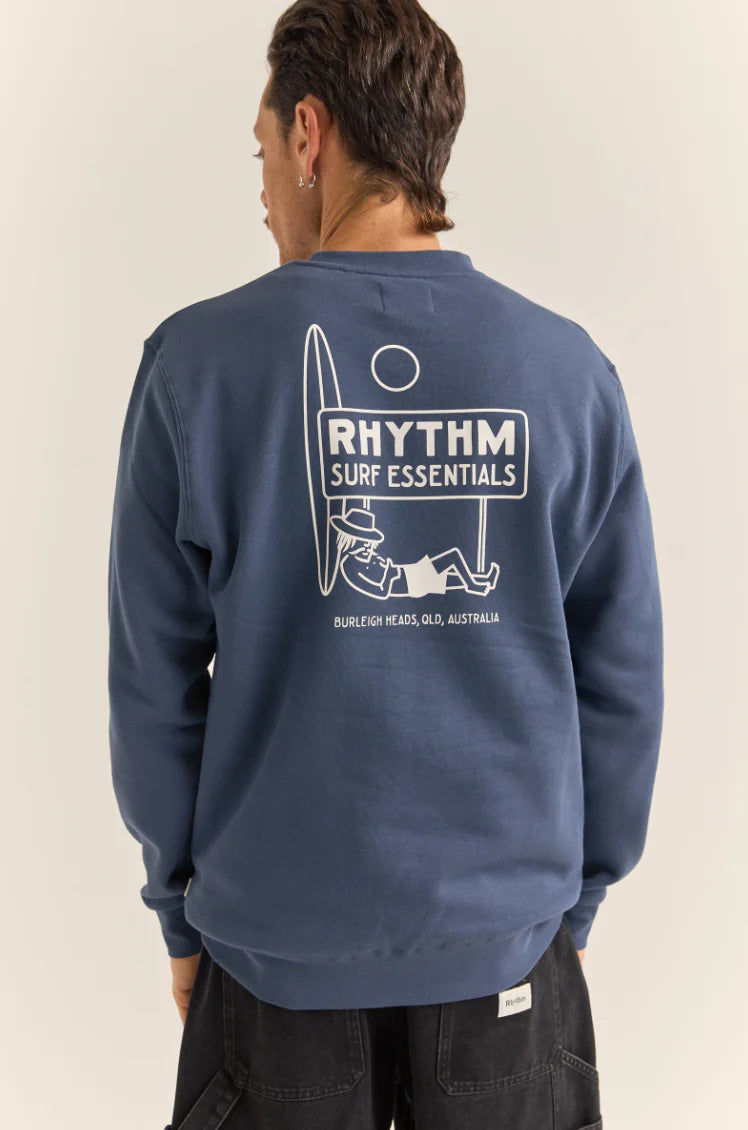 Rhythm Mens Siesta Fleece Crew - Navy 