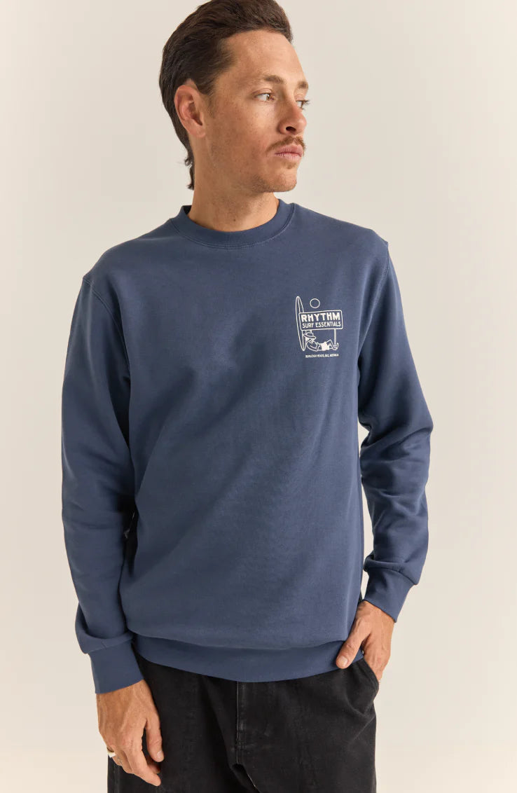 Rhythm Mens Siesta Fleece Crew - Navy 1