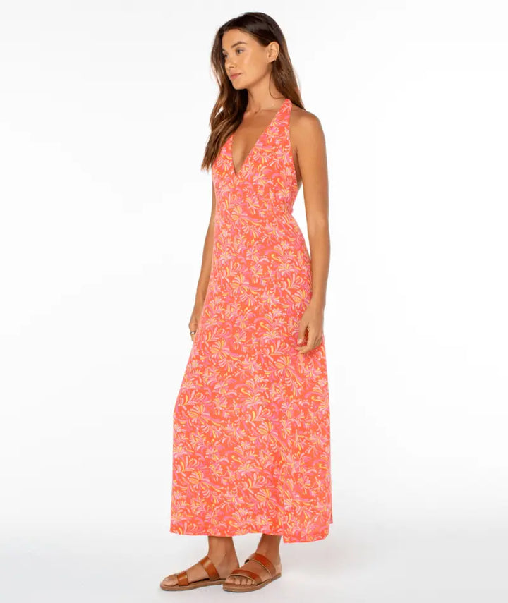 Roxy Women’s Beach Day Maxi Dress Hot Coral Sea Spell
