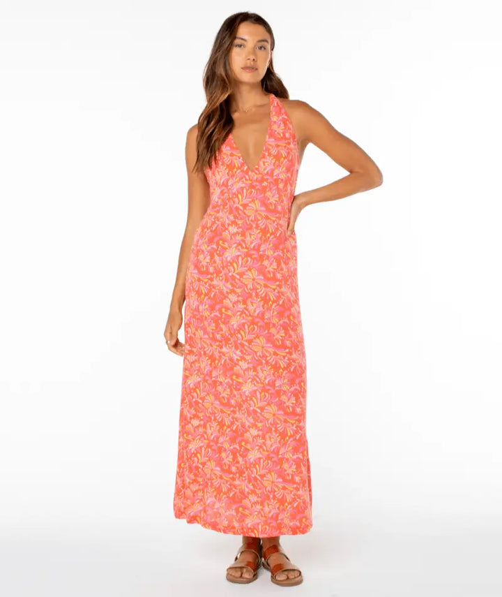 Roxy Women’s Beach Day Maxi Dress Hot Coral Sea Spell