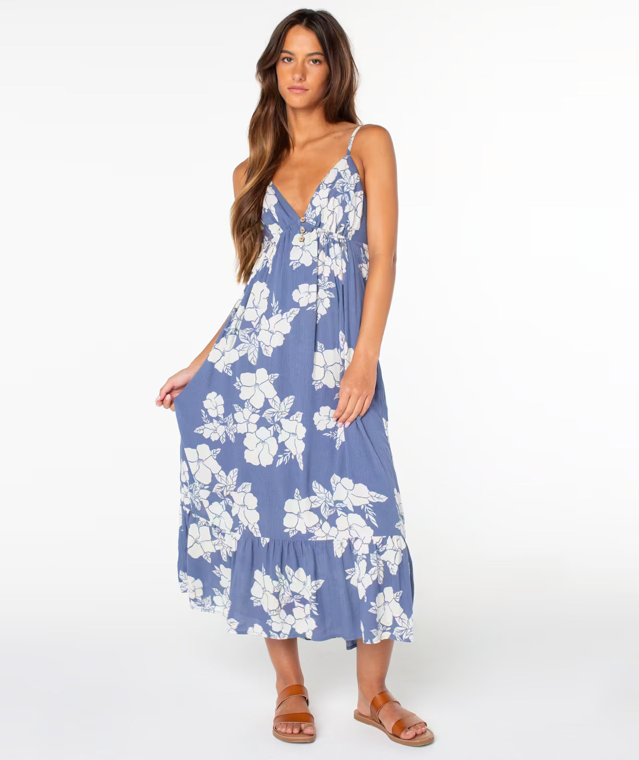 Roxy Women's Warm Rays Midi Dress - Wild Wind Hibiscus Hideaway 