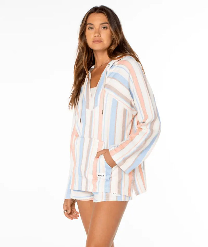Roxy Women’s Wild And Free Sweatshirt Dew Lineup Stripe side