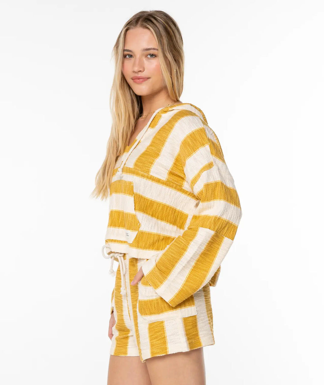 Roxy Women’s Rich Coast Stripe Pullover Amber Gold 2
