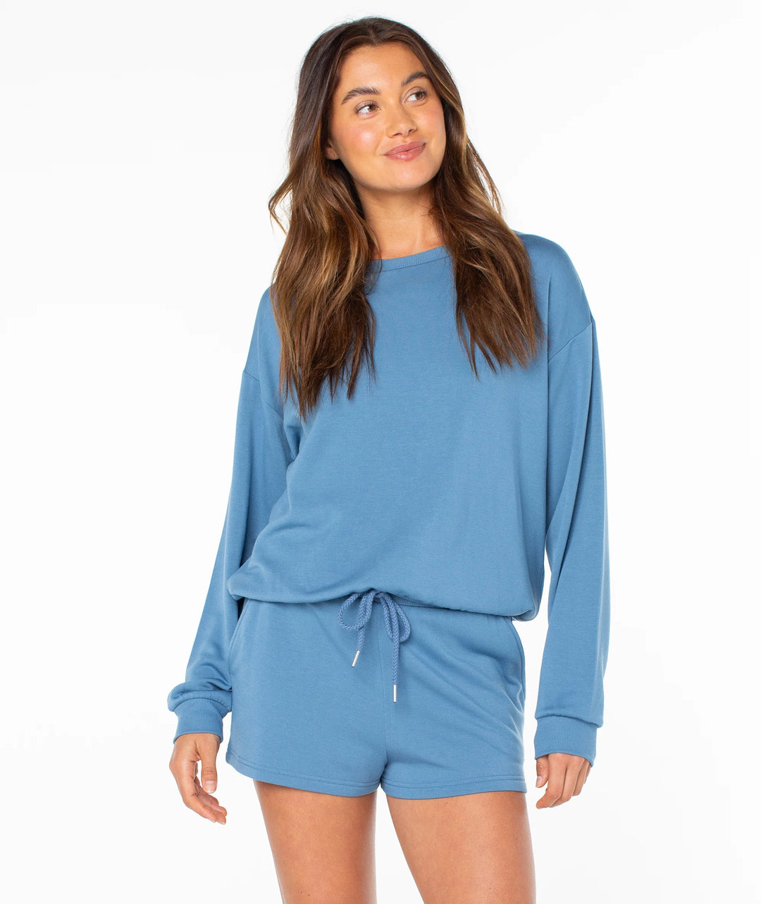 Roxy Women’s Surfing By Moonlight Crew - Captains Blue Solid 